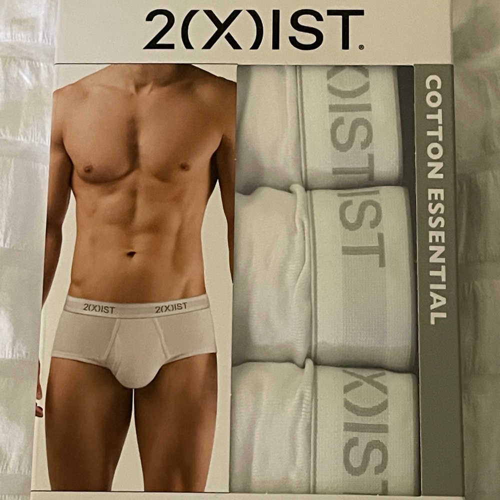 2xist men’s classic fly white briefs L NEW